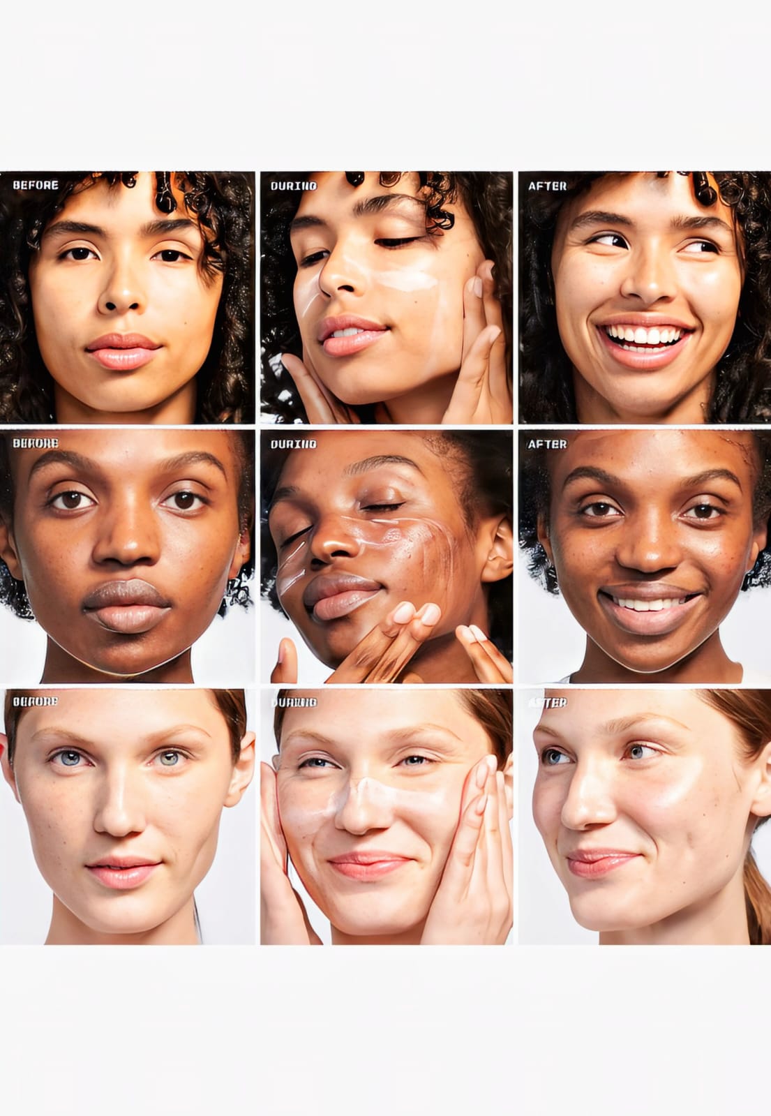 Model showing transformation from dehydrated skin to radiant hydrated skin after Moisture Surge Overnight Mask